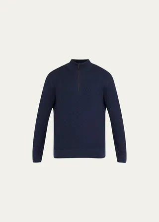 Men's Textured Quarter-Zip Sweater