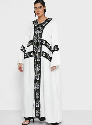 V-Neck Embroidered Abaya