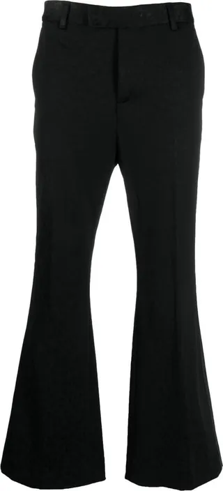 Animal-Print Jacquard Flared Trousers
