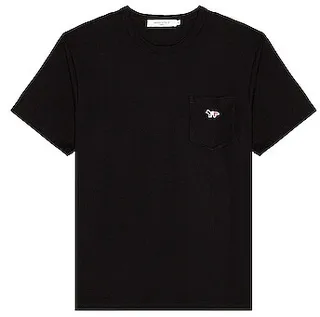 Maison Kitsune Tricolor Fox Patch Classic Pocket Tee-Shirt in Black