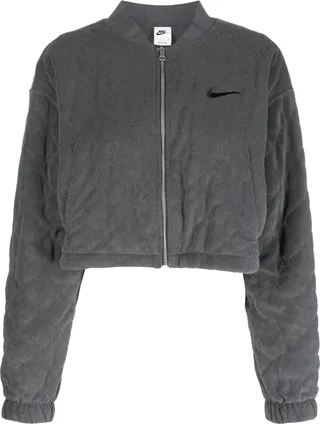 Cropped Quilted Bomber Jacket