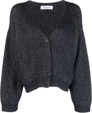 V-neck knitted cardigan