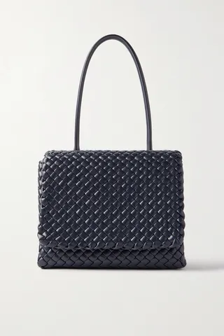 Bottega Veneta - Patti Intrecciato Leather Shoulder Bag - Gray