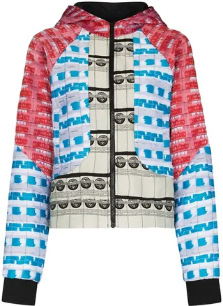 Abstract-Pritn Hooded Bomber Jacket