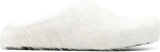 Fur-Trimmed Sabot Slippers