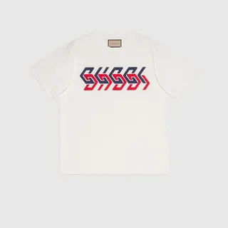 Cotton jersey T-shirt with Gucci mirror print
