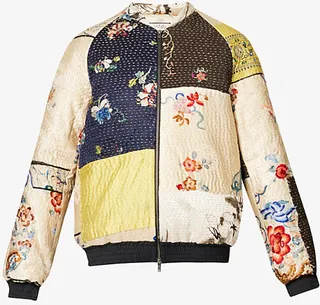 Womens Light Otto Floral-patterned ilk Bomber Jacket
