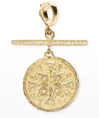 Compass Small Diamond Charm with Pave Bar