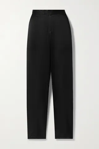 Louisa Ballou - Cruise Silk-charmeuse Straight-leg Pants - Black