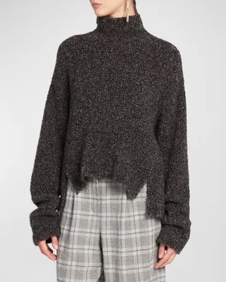 Cashmere Blend Boucle Turtleneck Sweater