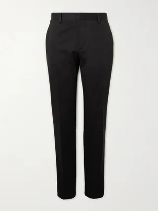 Straight-Leg Stretch-Cotton Twill Trousers