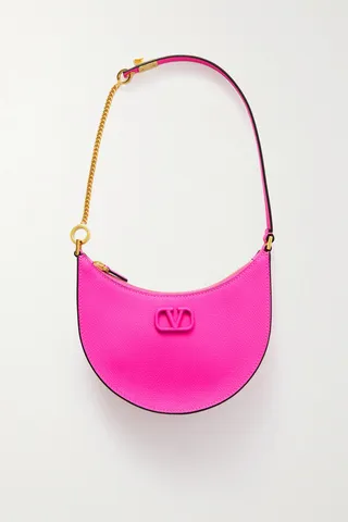 Valentino Garavani - Vlogo Mini Textured-leather Shoulder Bag - Pink
