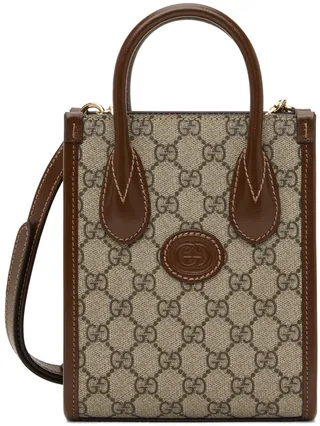 Gucci Beige & Brown Mini Interlocking G Tote