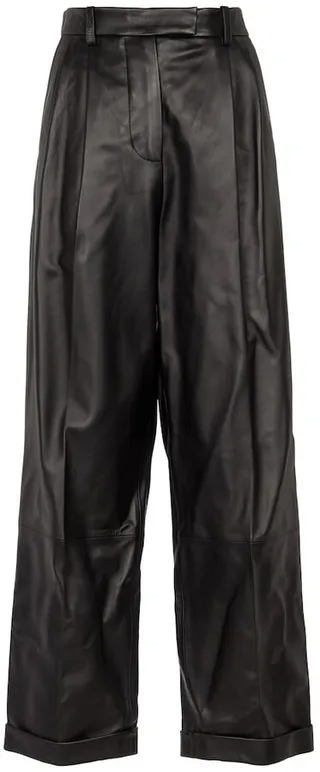 High-rise leather pants