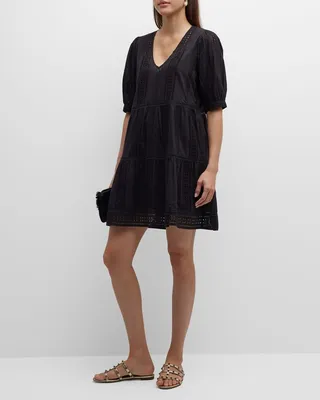 Margaret V-Neck Broderie Anglaise Mini Dress