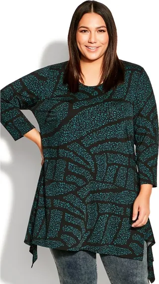 AVENUE | Women's Plus Size Modern Print Tunic - green - 16W