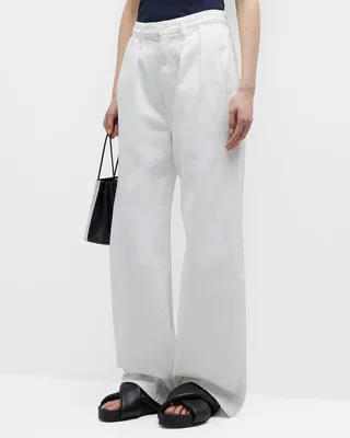 Maritzy Pleated Wide-Leg Denim Trousers