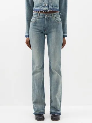 Raw-hem Washed Bootcut Jeans