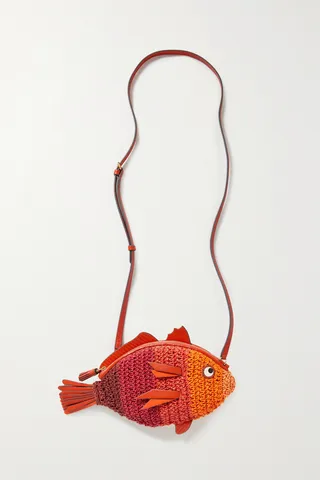 Anya Hindmarch - Leather-trimmed Raffia-effect Crochet Shoulder Bag - Orange