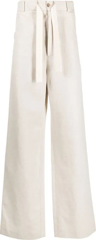 Drawcord-Waist Wide-Leg Trousers