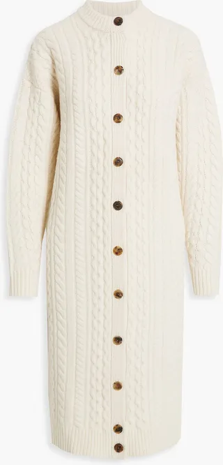 Cable-knit wool cardigan