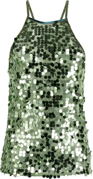 Sequinned Halterneck Vest Top