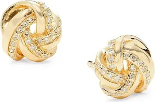 14K Yellow Gold & 0.1 TCW Diamond Love Knot Stud Earrings