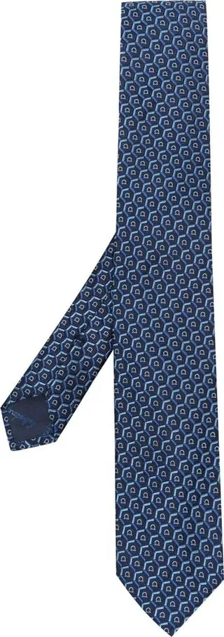 Greca pattern-print silk tie
