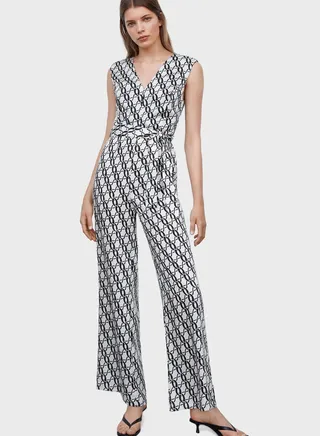 V-Neck Belted Jumpsuit