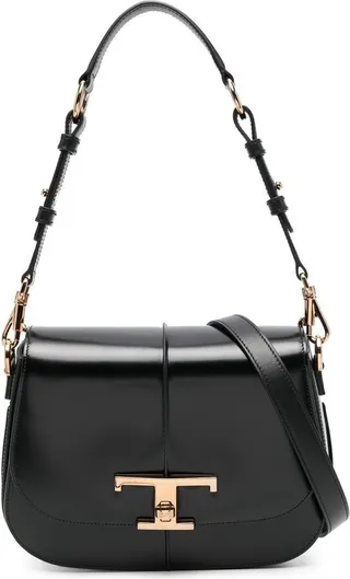 Black T Timeless Leather Shoulder Bag