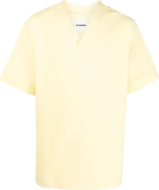 side-slit V-neck T-shirt