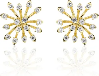 Luminus 18k Yellow Gold Stemmed Diamond Stud Earrings