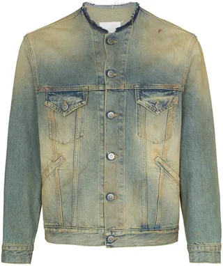 Raw-Cut Collar Denim Jacket