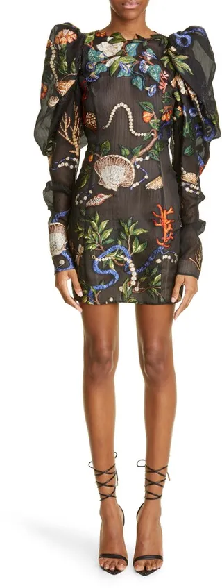 Open Back Puff Sleeve Cocktail Dress