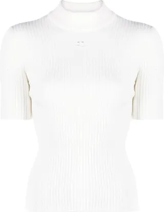 Short-Sleeve Ribbed-Knit Top