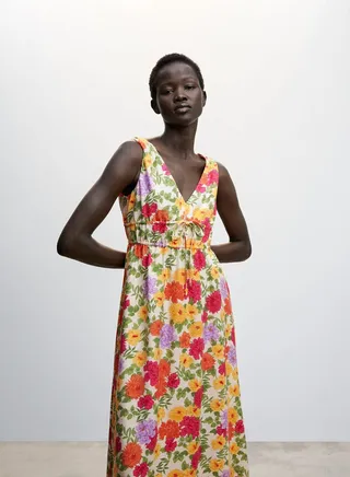 V-Neck Floral Print Dress