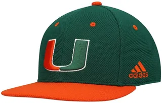 Men's adidas Green and Orange Miami Hurricanes On-Field Baseball Fitted Hat