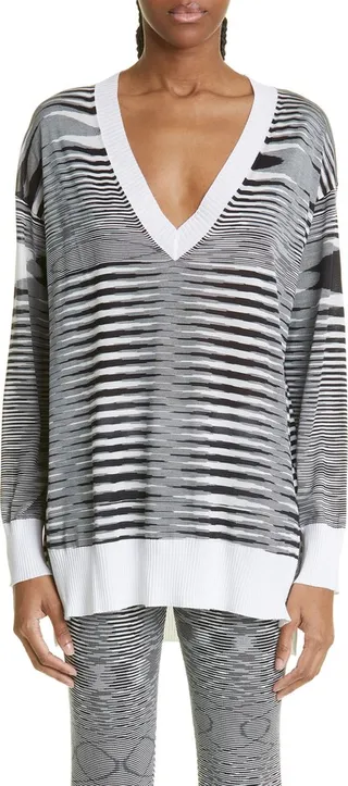 Oversize Space Dye V-Neck Sweater
