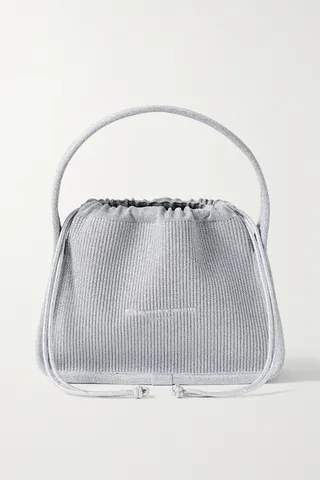 Alexander Wang - Ryan Small Metallic Ribbed-knit Tote - Silver