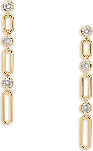 18K Goldplated & Cubic Zirconia Drop Earrings