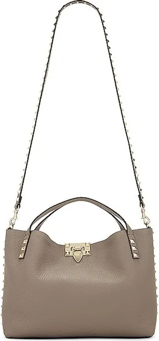 Valentino Garavani Small Rockstud Tote in Grey