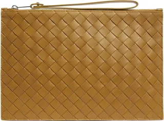 Bottega Veneta Large Leather Intrecciato Pouch
