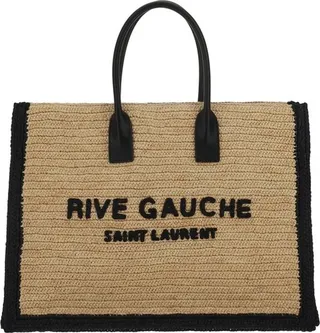 Saint Laurent Logo Embroidered Rive Gauche Tote Bag