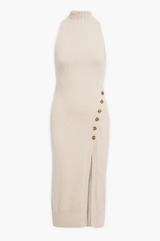 Jacinta button-detailed cotton-blend midi dress