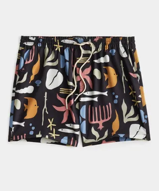 5" Montauk Swim Short in Aquatic Abstract