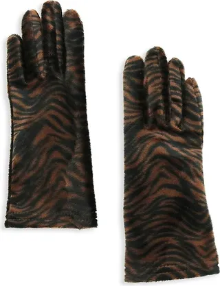 Zebra Pattern Velvet Gloves