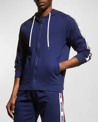Men's Logo-Tape Raglan Zip Hoodie