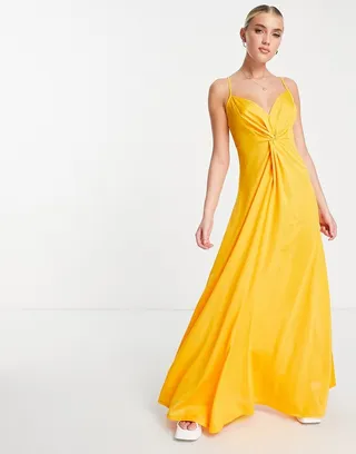 ASOS DESIGN twist front cami maxi dress in saffron - YELLOW
