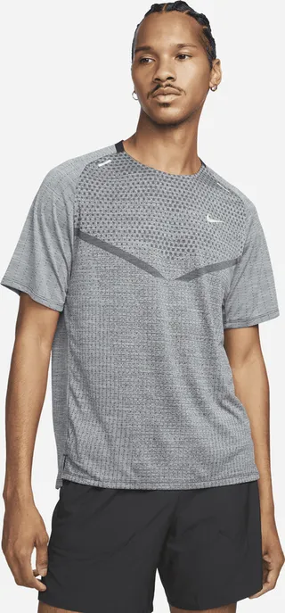 Nike Men's TechKnit Dri-FIT ADV Short-Sleeve Running Top in Black