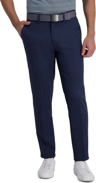 Haggar Men's Cool Right Premium Stretch Slim Fit Flat Front Performance Flex Pant 34 x 32 - Dark Navy